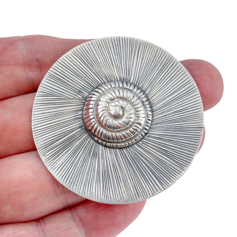 Vintage Sterling Silver 925 Spiral Disk Pendant